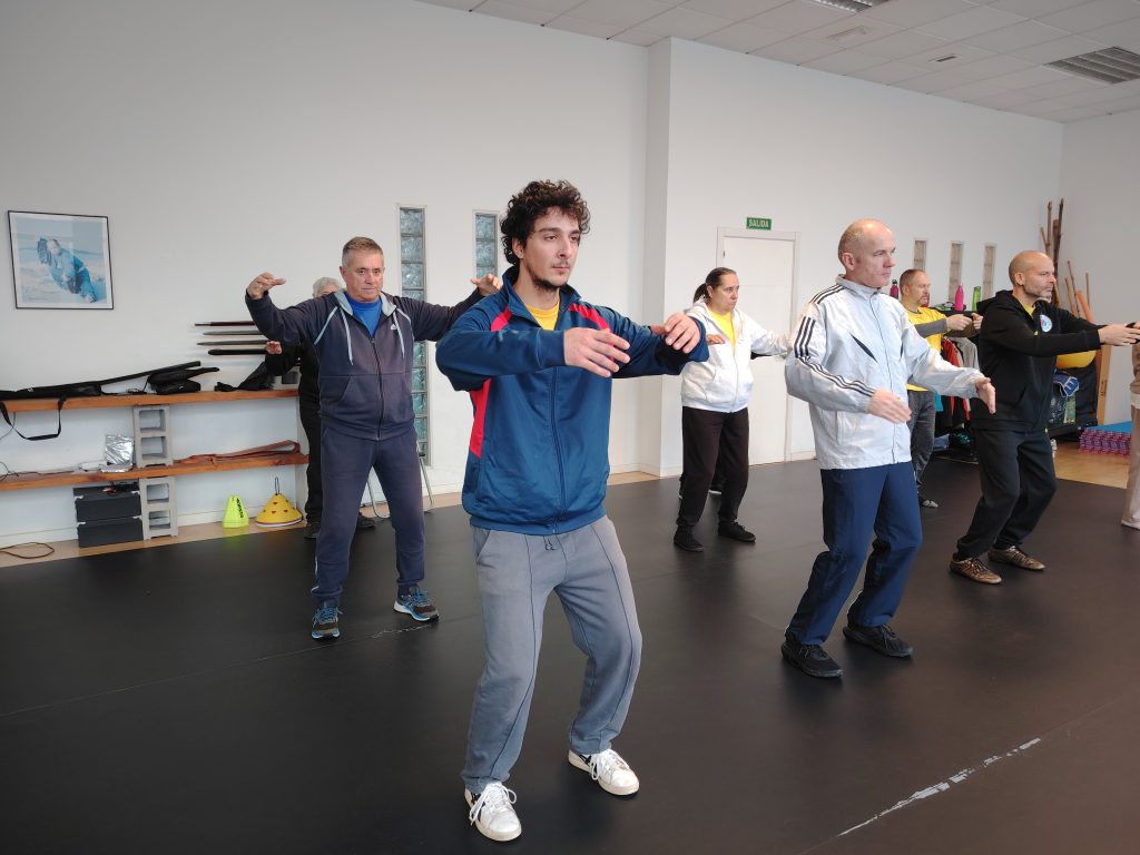 Chi Kung (Qigong). Nos enfocamos en las valiosas técnicas de cultivo de la energía, ejecutando movimientos lentos y sincronizados con la respiración consciente. Esta fase fue crucial para centrar la mente y preparar el cuerpo.